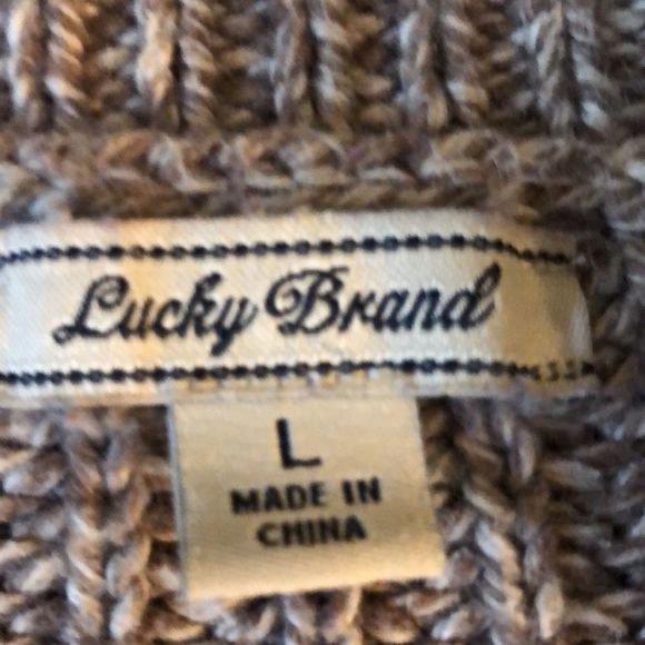 Lucky Brand Tomorrow taupe marled  cable knit sweater short fitted - Picture 10 of 14